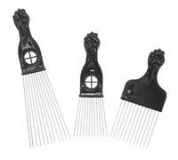 LOORGVEL 3 pièces Peigne Métallique pour Cheveux Afro Outil de Coiffage Portable pour Cheveux Crépus et Bouclés Démêloir Pratique et Confortable pour Hommes et Adultes