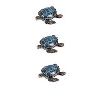 LOORGVEL 3 Pièces Statue Tortue Résine Bleue Décorative Réaliste pour Aquarium Jardin Intérieur Extérieur Ornement et Figurine Vividement Texturée
