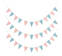 LOORGVEL 3pièces Guirlande de Fanions Triangulaires Papier Décoration de Shower Guirlande Suspendue pour Fêtes de Révélation du Sexe et Anniversaires