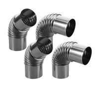 LOORGVEL 4 Pièces Coude de Poêle en Acier Inoxydable Résistant à Haute Température, Conduit de Cheminée Argenté pour Poêles à Bois, pour Camping en Extérieur