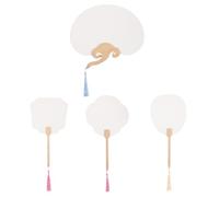 LOORGVEL 4 pièces Éventails Papier Vierges pour Peinture et Calligraphie DIY Éventails à Main Traditionnels Papier et Bois Décoration Mariage et Maison Accessoires pour Création Artistique