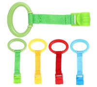 LOORGVEL 5pcs Anneaux de Traction pour Lit Bébé en Plastique Sangle Tressée, Assistant de Marche pour Bébé, Aide à Se Tenir Debout et Apprendre à Marcher Style Aléatoire