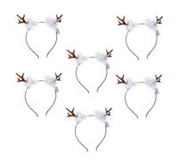 LOORGVEL 6 Pièces Bandeaux Cheveux Cerf Lumineux avec Plumes Blanches et Lumières Chaudes Accessoires Créatifs pour Fête de Noël et Carnaval