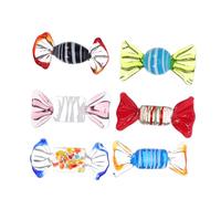 LOORGVEL 6 Pièces Décorations Bonbons Verre Murano Style Ornements Artisanaux Candy Colorés pour Maison Fête Mariage Noël Kit DIY Petits Objets Décoratifs