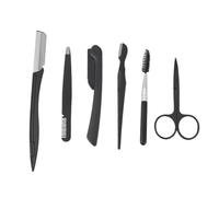 LOORGVEL 6 pièces Kit de Rasoirs Sourcils Acier Inoxydable Pliable avec Peigne Brosse Multifonction et Modeleur pour Taillage Précis et Portable Voyage et Maquillage