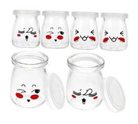 LOORGVEL 6 pièces Lot de Bocaux Verre avec Couvercles Étanches Pots à Yaourt et Confiture Bouteilles de Pudding pour Conservation Alimentaire Style avec Corde Assortiment Aléatoire