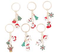 LOORGVEL 6 Pièces Lot Porte Clés Pendentifs Noël avec Père Noël Renne Bonhomme de Sapin Décoration Suspendue pour Sacs et Clés Motifs Clairs et Résistants pour de Fête