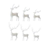 LOORGVEL 6 Pièces Ornement de Wapiti Décorer décors de noël cerf Ornement de cerf décors de noël Rennes Parure de Micro-Paysage époxy 3D Blanche
