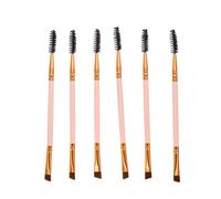 LOORGVEL 6 pièces Pinceaux Sourcils Multifonction Brosse Sourcils et Cils Double Embout Rose Outil Maquillage Précis et Résistant Naturels et Rehaussement des Cils
