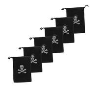 LOORGVEL 6 Pièces Sacs à Cordons Pirate Halloween Lot de Polyester Résistants pour Bonbons et Petits Objets Pochettes Thème Pirate pour Fête et Rangement