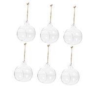LOORGVEL 6 Pièces Vasque Suspendue Boule De Verre Vases à Fleurs Conteneurs Pendaison Pots avec Vases pour Décor Croissance Usine Orbe Titulaire Vases Hydroponiques Un Verre Transparent