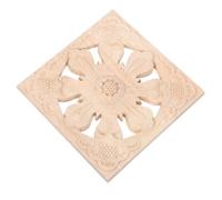 LOORGVEL Applique Décorative en Bois Sculpté 15X15 CM Incrustation Artisanale à Motifs Ajourés Applique Vintage pour Meubles Décoration Intérieure en Bois Naturel pour Maison et Bureau