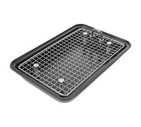 LOORGVEL Bac à Litière pour Lapins Grand Modèle 30x20x4,5 Cm en Acier Inoxydable Tamis Amovible, Résistant aux Morsures et Anti-Renversement, pour Apprentissage Propreté et Coins de Cage