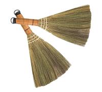 LOORGVEL Balai Sorcière en Paille Manche, Lot de 2 Pièces, Outil de Balai Maison en Herbe, Finition Fine pour Nettoyage Bureau Chambre