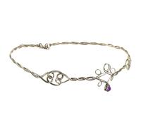 LOORGVEL Bandeau Tressé Métal Cheveux Femme Accessoire Coiffure Pierre Acrylique Violette Bandeaux pour Mariage Fête Usage Quotidien Taille Unique Style Chic Élégant