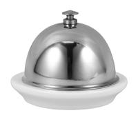 LOORGVEL Beurrier Céramique avec Cloche Acier Inoxydable Plateau Portable pour Beurre et Condiments Assiette pour Cuisine et Extérieur