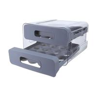 LOORGVEL Boîte à Œufs Empilable en Plastique Gris 32 Compartiments Base Antidérapante pour Réfrigérateur - Rangement Tiroir Optimisé pour Conservation et Organisation des Œufs Frais