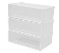 LOORGVEL Boîte De Rangement Empilable à 3 Tiroirs 30x15x18 Cm en Polypropylène Blanc, Organiseur De Bureau Multifonction pour Cosmétiques Bijoux Fournitures De Bureau