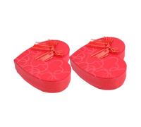 LOORGVEL Boîte Présent Forme Cœur en Papier Rouge 17 X 15,5 X 4,3 Cm, Lot de 2, Coffret Chocolat Saint-valentin, Boîte à Goûter et Emballage Présent pour Fête, Anniversaire et Mariage