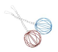 LOORGVEL Boule Nourrissante Suspendue pour Lapins Et Hamsters, Distributeur De Nourriture en Fer, Lot De 2 Pièces Rouge Et Bleu, Cage pour Petits Animaux, Alimentation Ludique Et Pratique