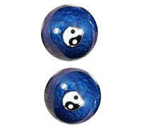 LOORGVEL Boules de Massage Chinoises Baoding 42mm Bleu Motif Yin Yang en Émail Cloisonné, Lot de 2 Balles de Fitness Santé pour Massage des Mains, Anti-stress et Exercices D'acupression,