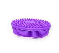 LOORGVEL Brosse de Bain Silicone pour Brosse Shampoing Douce et Flexible Massage Du Chevelu Nettoyant Corporel Sûr et Hygiénique avec Boîte PVC Violette
