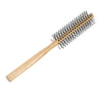 LOORGVEL Brosse Ronde Coiffante Bois pour Brushing et Séchage Peigne à Poils Nylon Petite Compacte pour Coiffure Maison et Boucles Faciles