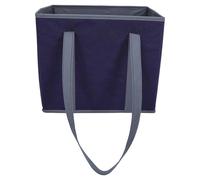 LOORGVEL Cabas Réutilisable en Tissu Grand Format à Fond Rigide Bleu Foncé avec Longues Anses, Paquet Fourre-Tout Vertical pour Courses, Voyages et Plage, Paquet à Provisions Solide