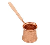 LOORGVEL Cafetière Turque Multifonction 350 Ml en Cuivre Oxydé avec Poignée en Bois Bouilloire Turque pour Plaque de Cuisson pour Préparer Café Turc faire Fondre Beurre et Chauffer Lait
