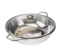 LOORGVEL Casserole Inox Acier Inoxydable avec Couvercle Verre Marmite à Fondue Chinoise Multifonction à Double Compartiment pour Cuisson Induction et Gaz Poignée Large Antidérapante pour
