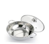 LOORGVEL Casserole Inox avec Couvercle Verre Pot Cuisson à Induction et Gaz Marmite à Hot Pot Multifonction avec Séparateur Double pour Famille et Restaurant