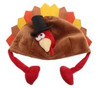 LOORGVEL Chapeau de Dinde en Velours Peluche pour Adultes Accessoire de Fête Thanksgiving et Halloween Taille Unique Confortable Article Original pour Soirée Déguisée et Photo Souvenir