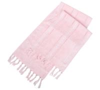 LOORGVEL Chemin de Table Long Rose Poudré Polyester avec Tassels Coton Nappe Bohème Rustique Antidérapante et Résistante Aux Plis pour Décoration Maison Salle à Manger et Commode