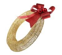LOORGVEL Couronne De Noël avec des Lumières Éclairé Joyeux d'hiver Chaud Décorer Guirlande Ups Petit Arc sans Fil Décoration Doré
