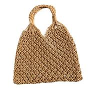 LOORGVEL de Plage Tissé Capacité à Main Fashion Woven pour Femmes pour Shopping et Loisirs Pratique et Élégant Couleur Camel