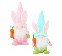 LOORGVEL Décoration de Pâques 2pcs Poupées Gnomes en Tissu Lapin et Nain pour Table Basse, Décoration de Vitrine, Décor Printemps pour Garçon et Filles