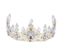 LOORGVEL Diadème de Mariée en Strass Argenté Glace Accessoire Coiffure Féminin pour Chignon Couronne de Demoiselle D’Honneur Tiare Élégante pour Mariage et Fêtes Compatible Coiffures