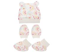 LOORGVEL Ensemble Bonnet Bébé 3 Pièces en Coton Doux Anti-Rayures Chapeau -Né Unisexe Couvre-Pieds Confortables Présent Naissance pour Protection Vent et Froid