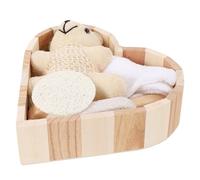 LOORGVEL Ensemble Salle de Bain Cœur en Matériau Synthétique Moufles, Brosse Visage, Pierre pour Pied pour Maison ou Hôtel, Kit de Gommage pour Bain Relaxant et Lissant