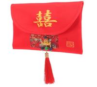 LOORGVEL Enveloppe Rouge de Mariage Tissu Brocart Chic Sac Traditionnel Chinois pour Décoration pour Fête Nuptiale