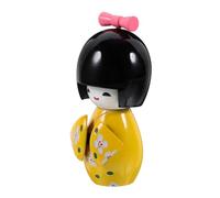 LOORGVEL Figurine de Collection de Poupée Kimono Asiatique en Bois Jaune, Décor Polyvalent et Symbole Traditionnel, pour Décoration Maison ou Restaurant Sushi