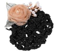 LOORGVEL Filet à Chignon Fleuri en Tissu de Soie Filet à Cheveux pour Femmes Accessoire Coiffure Jaune Clair 1 Pièce pour Danse Cosplay et Métiers Exigeants