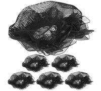 LOORGVEL Filets à Chignon en Maille Élastique Noirs pour Danseuses et Gymnastes Lot de 6 Filets à Cheveux Décoratifs et Respirants pour Ballet Coiffure Sportive et Scènes