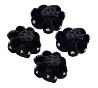 LOORGVEL Filets à Chignon pour Femmes 4 Pcs Filet à Cheveux Noir en Velours Doré Décoré Adapté Cheveux Fins et Épais Usage Quotidien et Cérémonie Ballet