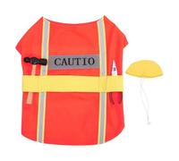 LOORGVEL Gilet de Chantier Orange pour Chien Taille S avec Casquette Ajustable Tenue D’Ingénieur pour Animaux de Compagnie de 2 à 3 Kg Costume Halloween Festif pour Chiot Vêtements