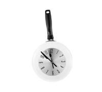 LOORGVEL Horloge Murale Décorative Ronde 20 Cm Métal Blanc, Quartz Silencieux sans Pile, Style Vintage la Cuisine Salon, Pendule Murale Rétro Design Poêle à Frire