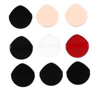 LOORGVEL Houppettes de Maquillage Triangulaires Goutte D'eau 9pcs en Polyester et Éponge Lavables Sangle pour Poudre Visage et Fond de Teint