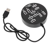 LOORGVEL Hub USB 2.0 10 Ports Noir Répartiteur USB Multiple pour PC et Ordinateur Portable Souris Clavier Disque Dur Compact et Portable Voyage