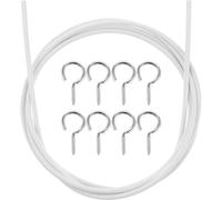 LOORGVEL Kit à Suspendre Rideaux Métallique PVC 2 M 4 Œillets et 4 Crochets Question Souples pour Salle de Bain Balcon Vitrage - Câble Rideau Solide Silencieux Facile à Installer