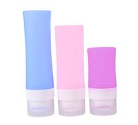 LOORGVEL Kit De Voyage En Silice 3 Pièces Bouteilles De Voyage 38ml Violet 60ml Rose 80ml Bleu Légères Résistantes à La Chaleur Pour Transport Paquet Pvc